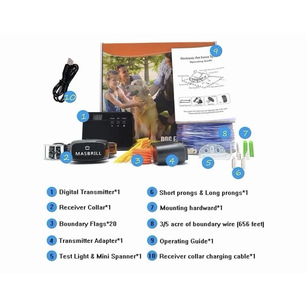 Electric Dog Fence System. 2 Collar Water Proof And Rechargeable - NEW IN BOX